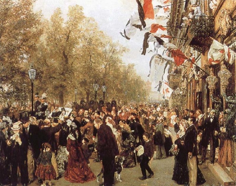 Adolph von Menzel Departure of King Whilelm i for the Front oil painting image
